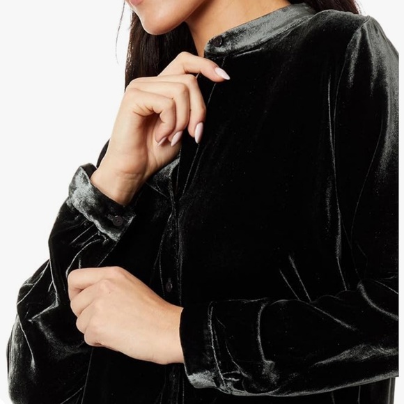 Eileen Fisher Top women plus size black velvet shirt size XL NWOT - Picture 3 of 12